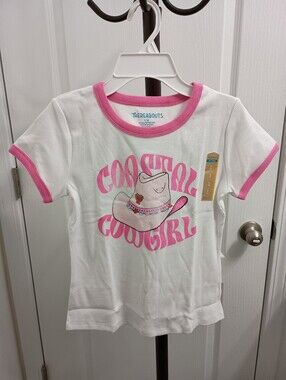 Thereabouts Rib Girl's Short Sleeve Distressed Graphic Tee Cowgirl Large 14 Pink